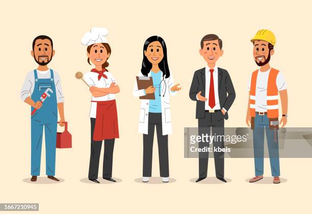 group of people of different professions - combinations stock illustrations