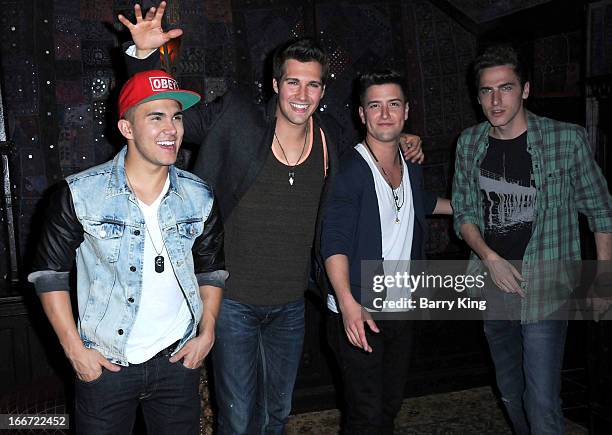 Singers Carlos Pena, James Maslow, Logan Henderson and Kendall Schmidt attend the Big Time Rush press conference and tour announcement held at House...