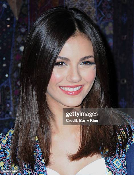 Singer/actress Victoria Justice attends the Big Time Rush press conference and tour announcement held at House of Blues on April 1, 2013 in West...