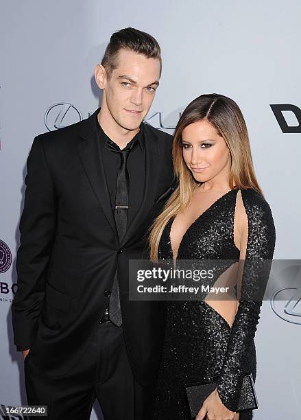 Christopher French and Ashley Tisdale arrive at the 'Scary Movie V' - Los Angeles Premiere at ArcLight Cinemas Cinerama Dome on April 11, 2013 in...