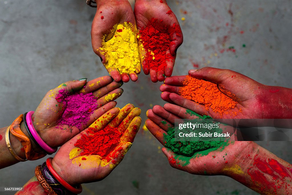 Holi festival -Colors - Hands - India