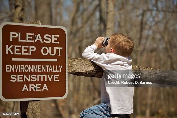small boy on fence - small placard stock pictures, royalty-free photos & images