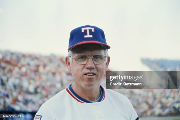Billy Hunter, manager of the Texas Rangers baseball team, Dallas, Texas, July 5th 1977.