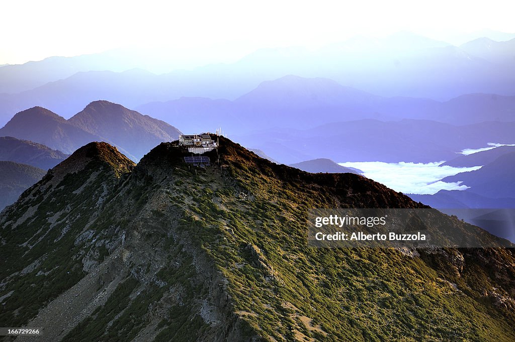 Yu Shan, or Jade Mountain, Northern Peak with its weather...