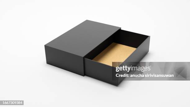 empty cardboard box on white background - caixa imagens e fotografias de stock