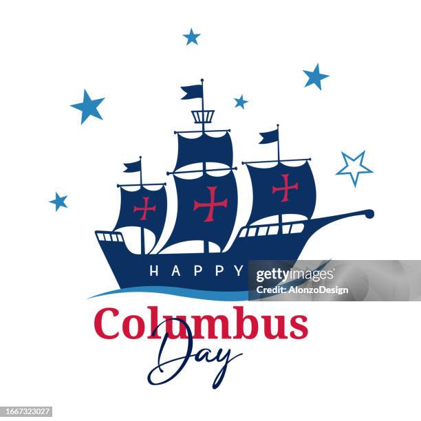 bildbanksillustrationer, clip art samt tecknat material och ikoner med happy columbus day. - explore logo