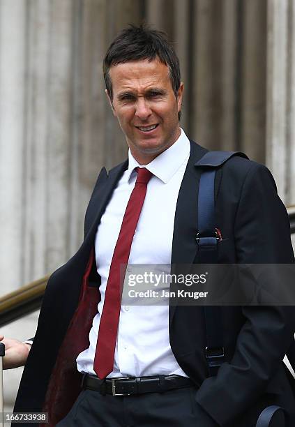 Michael Vaughan attends a memorial service to journalist and former president of the MCC, Christopher Martin-Jenkins MBE at St Paul's Cathedral on...