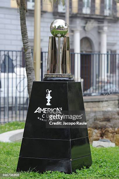 The Trophy of America's Cup World Series is dispayed during Skippers Press Conference - City of Naples - America's Cup World Series on April 16, 2013...