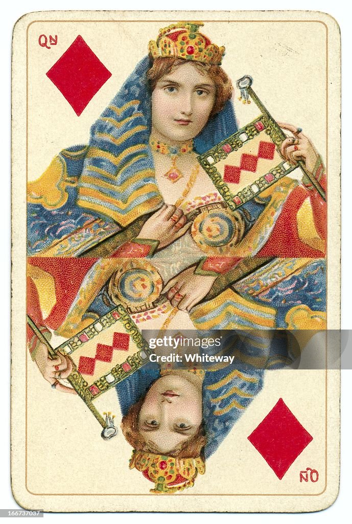 Queen of Diamonds Dondorf Shakespeare antique playing card