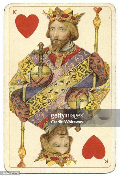 roi des coeurs carte à jouer dondorf shakespeare antique - king photos et images de collection