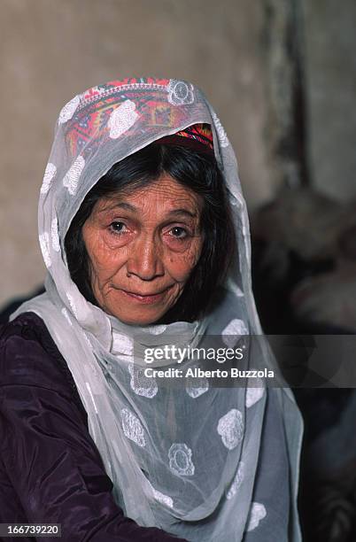 Portrait of an elder Hunza woman in her house. Hunza women are considered to be more liberated then any other Muslim women of the country and area....