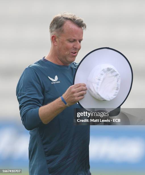 Graeme Swann, Consultant bowling coach pictured during the first day between England U19 and Australia U19 at New Road on September 08, 2023 in...