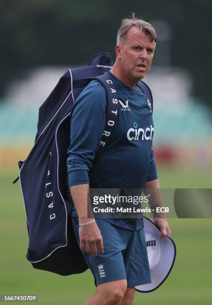 Graeme Swann, Consultant bowling coach pictured during the first day between England U19 and Australia U19 at New Road on September 08, 2023 in...