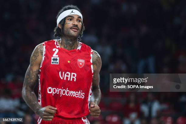 Willie Cauley-Stein of Pallacanestro Varese OpenJobMetis looks on during a pre-season friendly match between Pallacanestro Varese OpenJobMetis and...