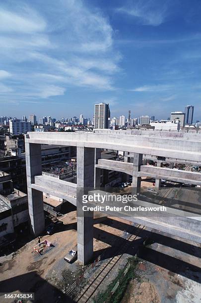 Economic collapse of 1997. A view from on top of the failed Hopewell overhead railway project. The Thai public now refer to the concrete structures...