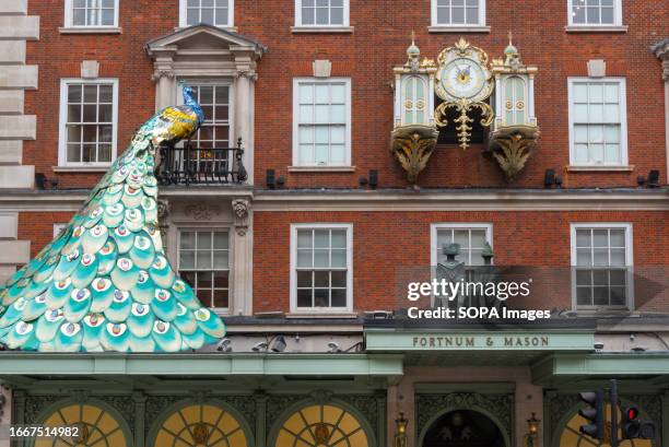 The exterior view of Fortnum and Mason store along Piccadilly in London.