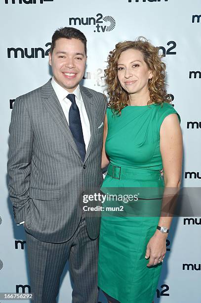 Pre-Upfront Press Conference -- Pictured: MUN2 Senior V.P. Of Sales Joe Bernard and MUN2 General Manager Diana Mogollon.--