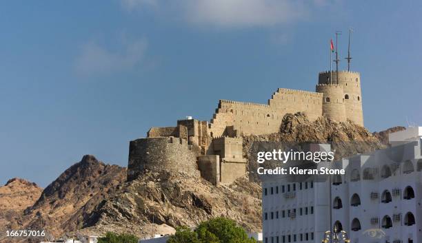 mutrah fort in muscat, oman - matrah fort stock pictures, royalty-free photos & images