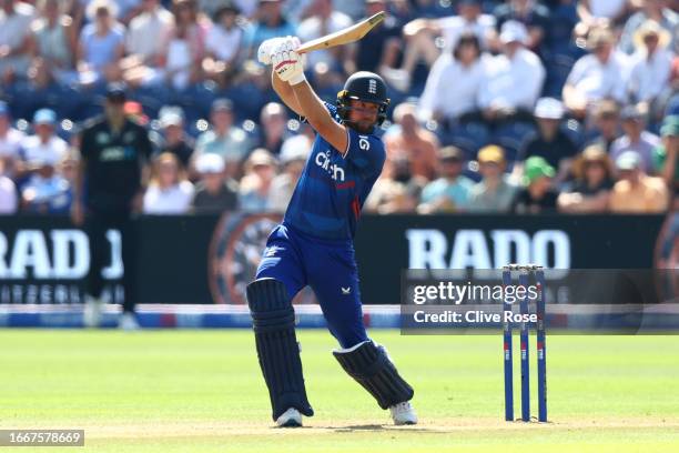 Dawid Malan of England in action during the 1st Metro Bank One Day International between England and New Zealand at Sophia Gardens on September 08,...