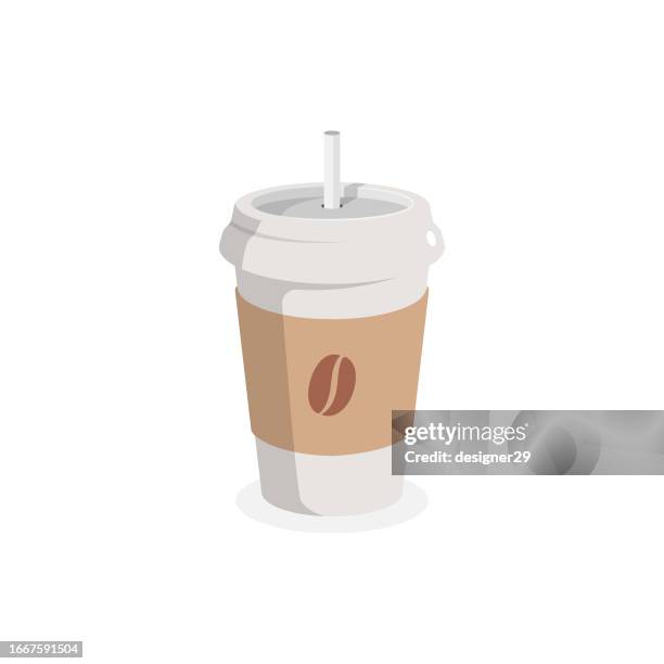 coffee paper cup flat design. - single use plastic stock illustrations
