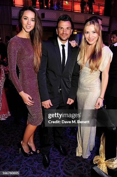 Emily McDonagh, Peter Andre and Elen Rivas attend The Asian Awards at The Grosvenor House Hotel on April 16, 2013 in London, England.