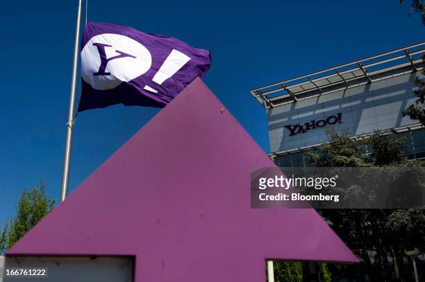 The Yahoo! Inc. Logo is displayed on a flag flying at the company's headquarters in Sunnyvale, California, U.S., on Tuesday, April 16, 2013. Yahoo!...