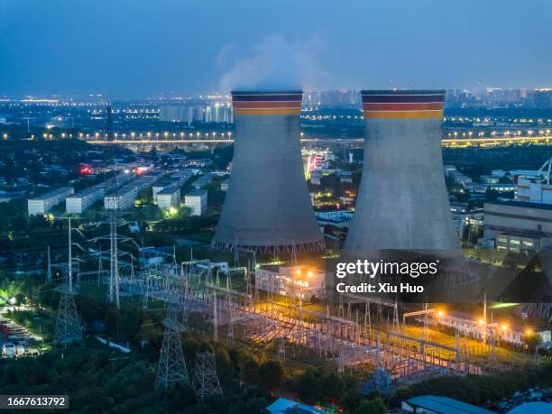 thermal power plant on the plain - drought city stock pictures, royalty-free photos & images