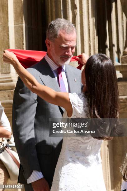 King Felipe VI of Spain and Queen Letizia of Spain attend the Commemoration of the 6th Centenary of The Privilege of The Union on September 08, 2023...