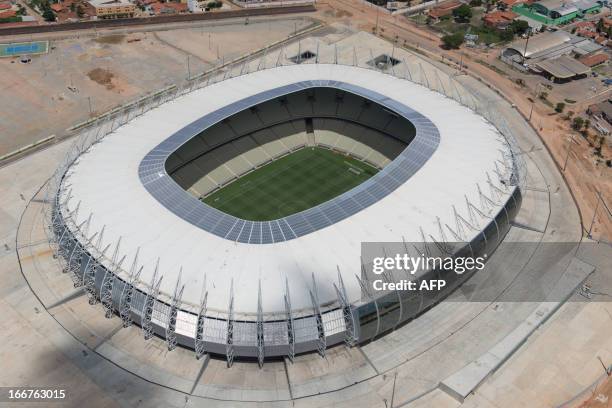 An aerial view of Castelao Arena, in Fortaleza, state of Ceara, in northeastern Brazil, on April 16, 2013. Fortaleza will host the upcoming FIFA...