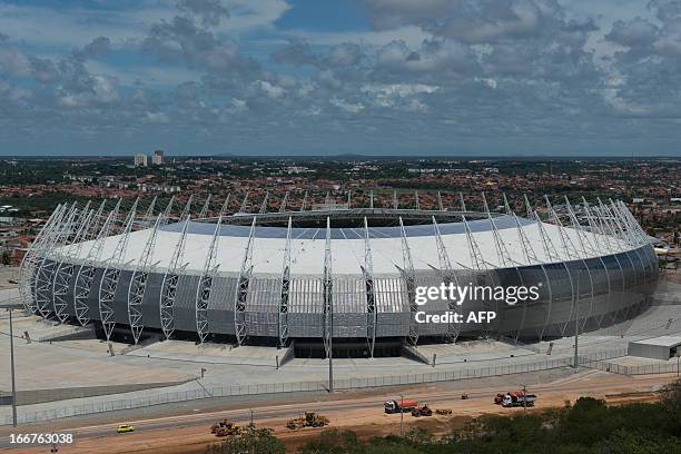 An aerial view of Castelao Arena, in Fortaleza, state of Ceara, in northeastern Brazil, on April 16, 2013. Fortaleza will host the upcoming FIFA...