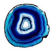 Slice of blue agate crystal  on a white background