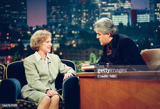 Episode 1393 -- Pictured: Former First Lady Rosalynn Carter, host Jay Leno during an interview on June 10, 1998 --