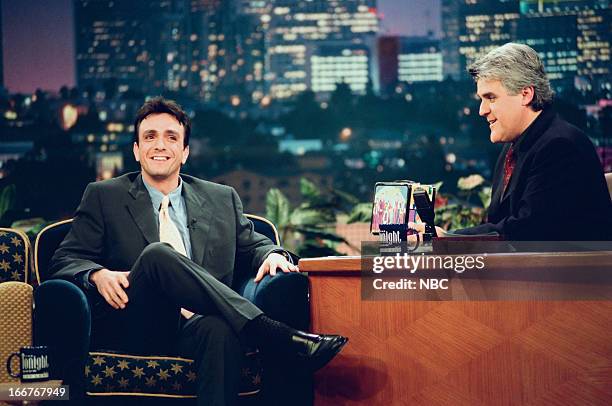 Episode 1393 -- Pictured: Actor Hank Azaria, host Jay Leno during an interview on June 10, 1998 --