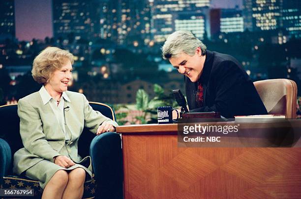 Episode 1393 -- Pictured: Former First Lady Rosalynn Carter, host Jay Leno during an interview on June 10, 1998 --