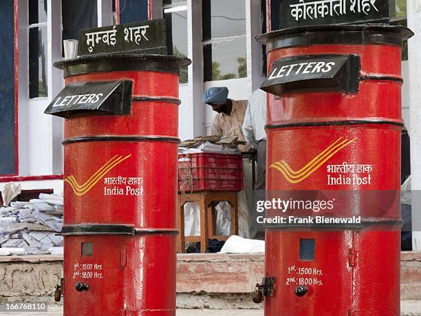 Letter boxes in front of the main post office in the capital of Himachal Pradesh ..