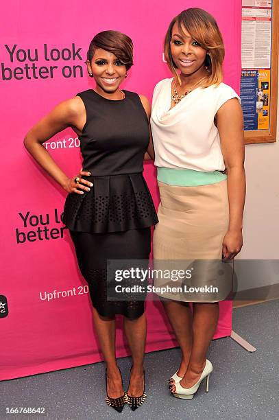 Personalities Miss Mykie and Paigion attend the BET Networks 2013 New York Upfront on April 16, 2013 in New York City.