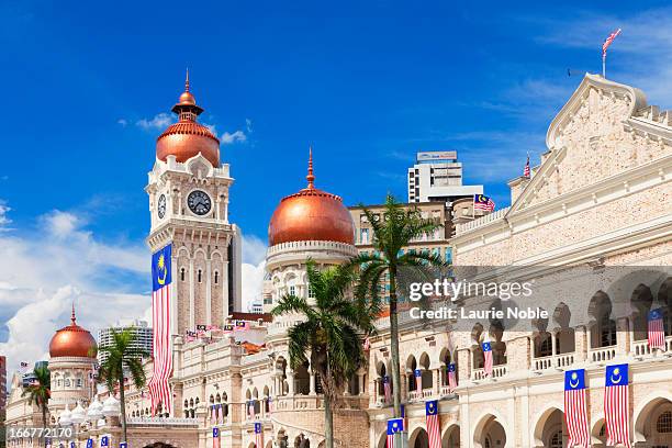 sultan abdul samad building, kuala lumpur - malaysia flag stock pictures, royalty-free photos & images