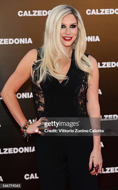 Kesha attends Calzedonia Summer Show Forever Together on April 16, 2013 in Rimini, Italy.