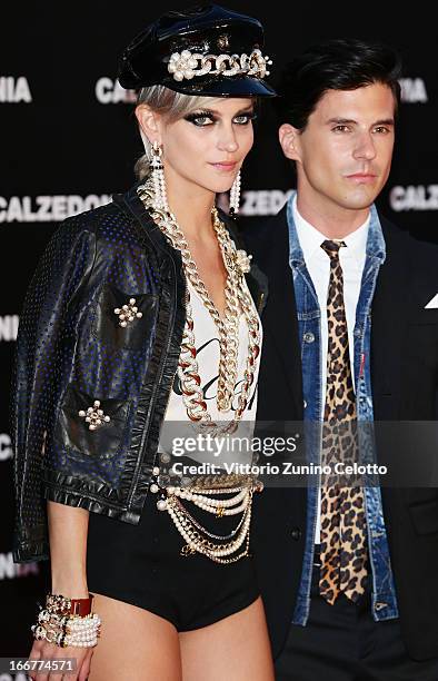 Leigh Lezark and Geordon Nicol attend Calzedonia Summer Show Forever Together on April 16, 2013 in Rimini, Italy.