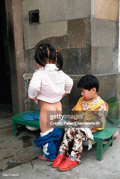 Potty time at a small-town kindergarten in Jiangsu Province..