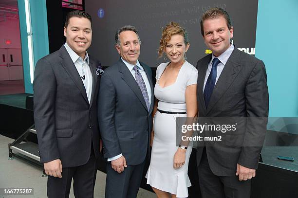 Upfront -- Pictured: --MUN2 Senior V.P. Of Sales Joe Bernard, NBCU Chairman of Hispanic Enterprises and Content Joe Uva, MUN2 General Manager Diana...