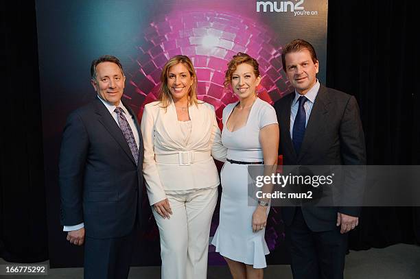 Upfront -- Pictured: NBCU Chairman of Hispanic Enterprises and Content Joe Uva, Telemundo COO Jacqueline Hernandez, MUN2 General Manager Diana...