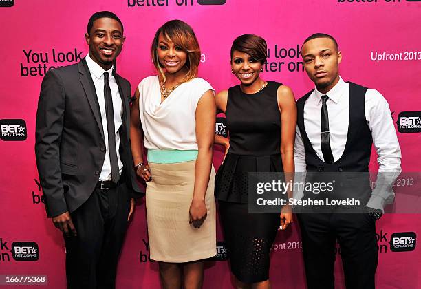 Personalities Shorty da Prince, Paigion, Miss Mykie, and Bow Wow attend the BET Networks 2013 New York Upfront on April 16, 2013 in New York City.