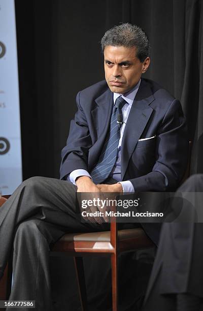 Journalist Fareed Zakaria takes part in a Q&A following the HBO Documentary Films special screening of "Manhunt" at Council on Foreign Relations on...