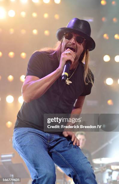 Kid Rock performs during Keith Urban's Fourth annual We're All For The Hall benefit concert at Bridgestone Arena on April 16, 2013 in Nashville,...