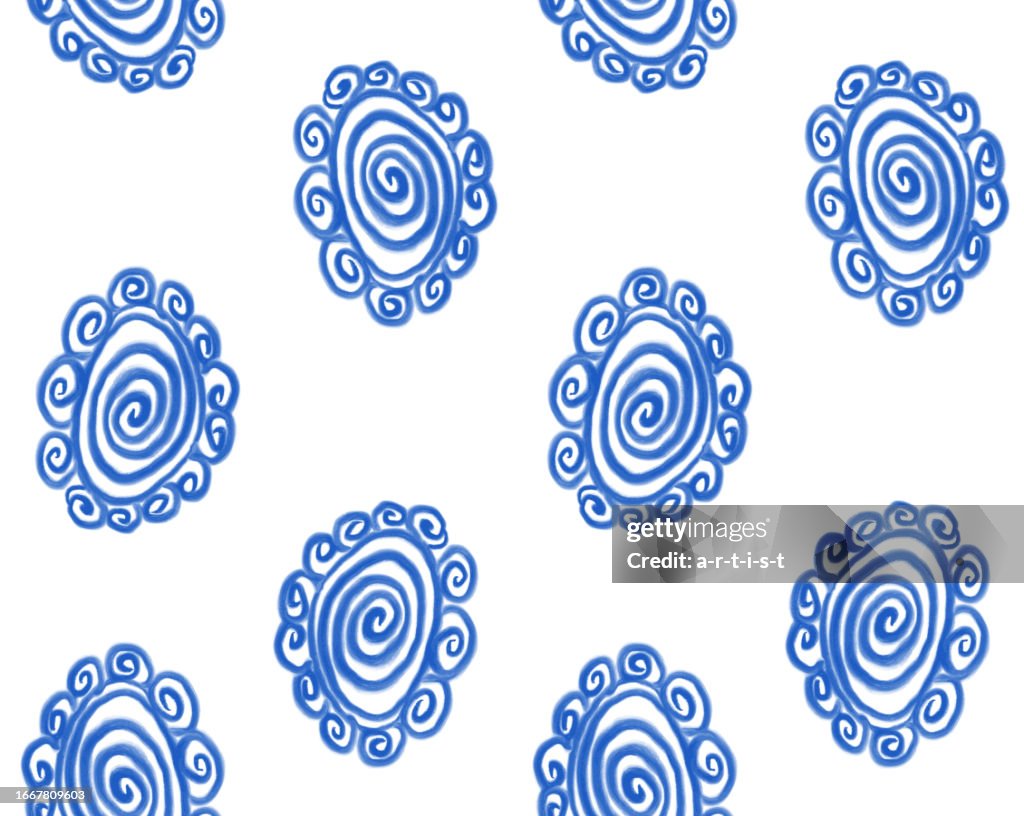 Vector Pattern Lbue Seamless Pattern Tiled Vector Handdrawn Elements Blue Color High-Res ...