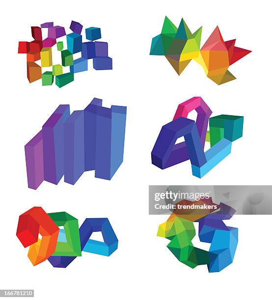 polygonal abstracts set - roadside stock illustrations