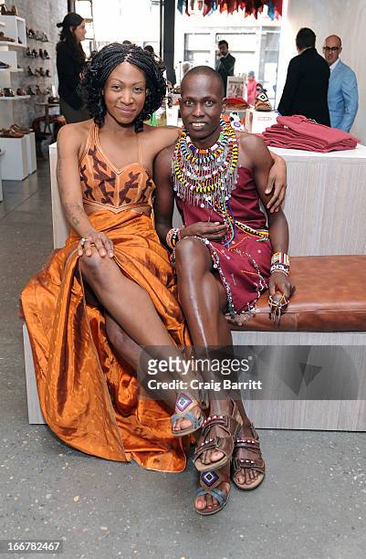 Daughter of late United Nations Ambassador and celebrity activist Africa Engo poses with Willian Kikanae at the Pikolinos pop up store opening...