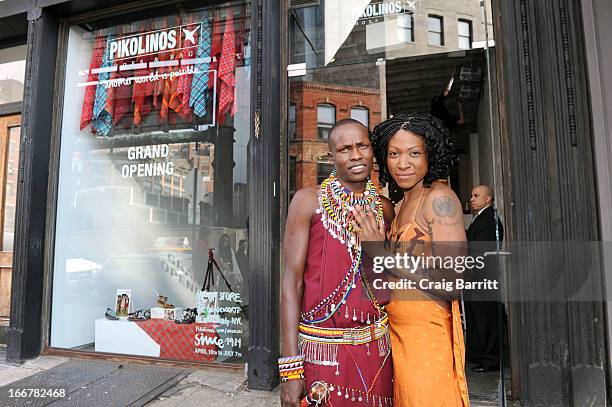 Daughter of late United Nations Ambassador and celebrity activist Africa Engo poses with Willian Kikanae at the Pikolinos pop up store opening...