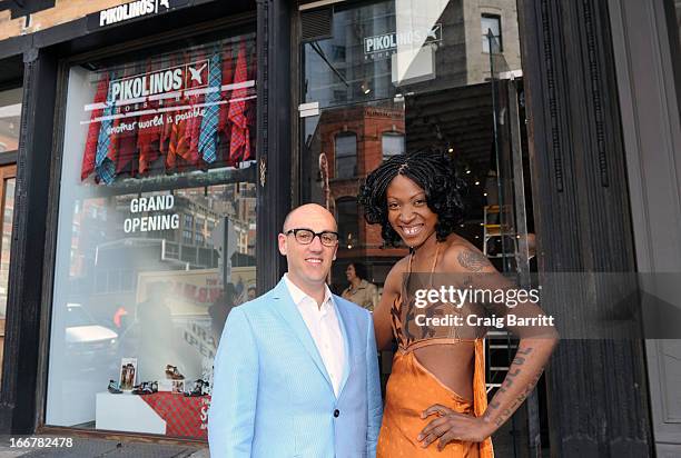 Daughter of late United Nations Ambassador and celebrity activist Africa Engo poses with Executive Vice President of Pikolinos Juan Manuel Peran at...